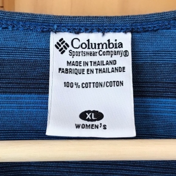 𝅺Columbia Striped Cotton V-Neck athletic performance Tee Women’s Size XL - Picture 5 of 7